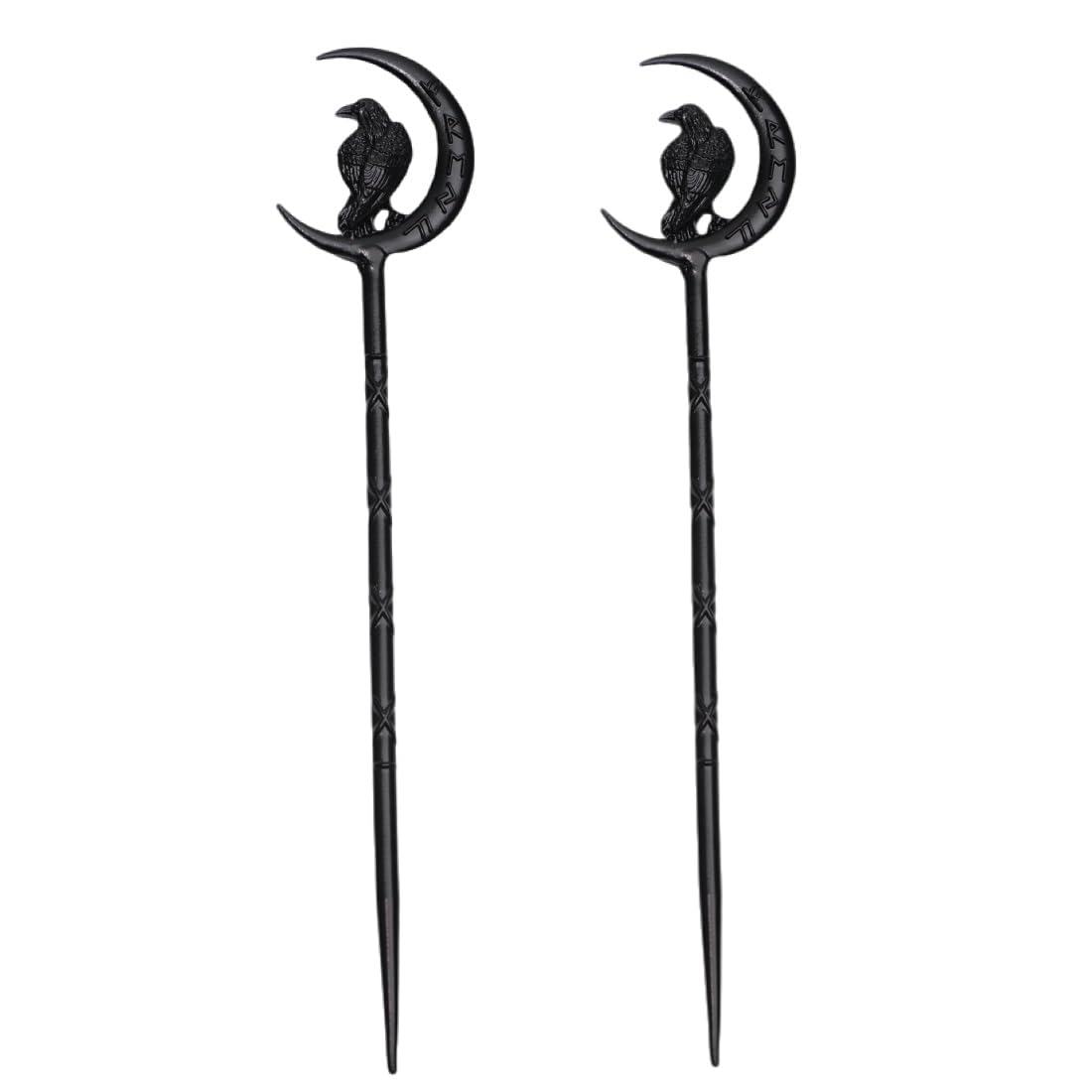 LANGHONG 2PCS Retro Viking Hairpin For Women Raven and Moon Hair Accessories Hair Styling Pins (RLMN)
