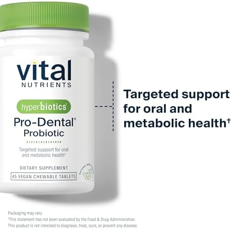 Hyperbiotics Vital Nutrients Pro Dental Probiotic | Clinically Studied BLIS K12 and M18 | Oral Probiotics for Bad Breath Treatment for Adults | Oral Health for Teeth and Gums | 45 Mint Tablets