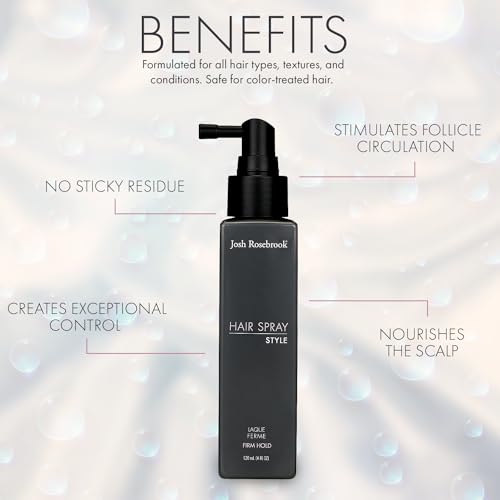 Josh Rosebrook Hair Spray Firm hold Hair Spray to control any hair style while encouraging strong hair growth. - 120mL - 4oz