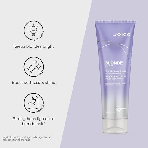 Joico Blonde Life Violet Conditioner | For Cool & Bright Blonde Hair | Neutralize Brassy Tones | Banish Yellow Tones | Boost Shine | Sulfate Free | With Monoi & Tamanu Oil