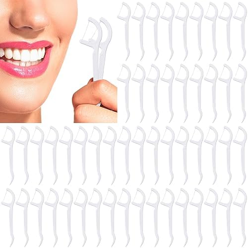 Dandat 2000 pcs Dental Floss Picks Bulk High Toughness Clean Tooth Picks Flossers Dental Floss Flossers for Teeth Cleaning Family Travel Tight Space Cleaning Plaque Remover(White)