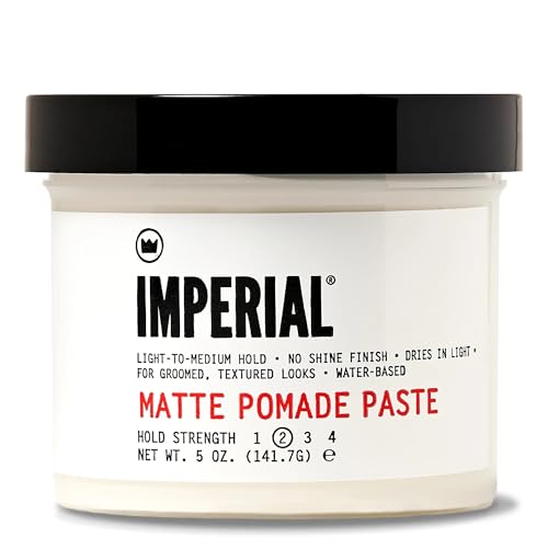 Imperial Barber Grade Products Matte Pomade Paste Light-Medium Hold, Natural, No-Shine Finish, Non-Greasy, Add Volume - 5 oz