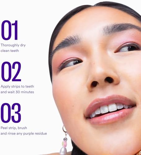 Hismile V34 Whitening Strips, Teeth Whitening Strips, Purple Tooth Whitening, Tooth Stain Treatment, Combining Whitening and Colour Correction