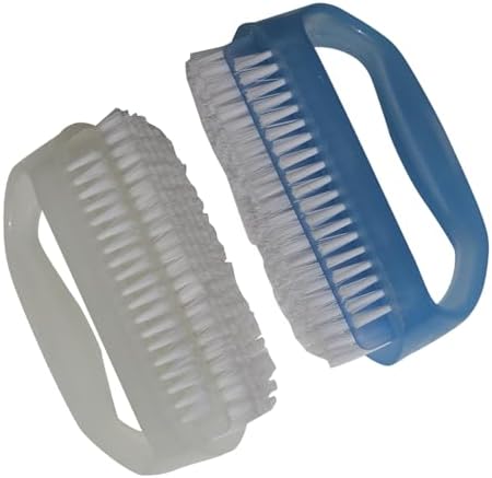 Coralpearl Nail Brushes X 2 for Cleaning Hand Finger Foot Toe with Cuticle Remover, Small Scrubber Cleaner with Handle, Soft Scrub Set for Fingernail Manicure, Toenail Pedicure, Gardener, Mechanic