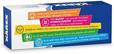 Kinder Karex Hydroxyapatite Kids Toddler Toothpaste I Fluoride Free I Clinically Tested I 2.3 oz (Pack of 3)