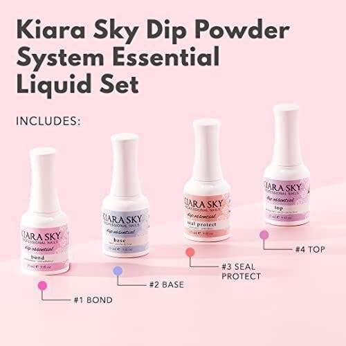 KIARA SKY Dip Manicure Nail Liquid Essentials | 0.5 fl oz | Dip Liquids Kit Steps 1-4