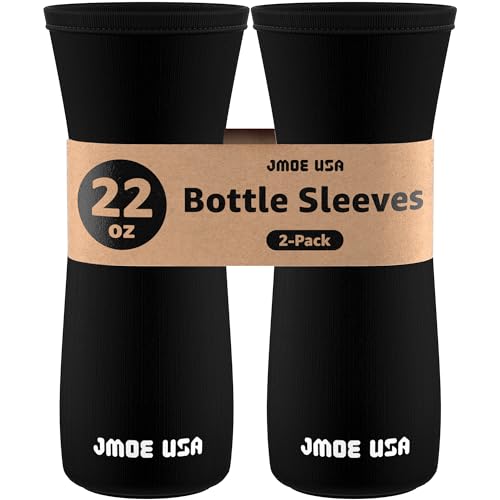 Jmoe USA 22oz Sleeve for Cirkul Water Bottle | Fits 22 oz Plastic and Stainless Steel Bottles | Neoprene Sweat Absorbing Material | Fitted Design | 2-Pack | Insulated Cover (Black)