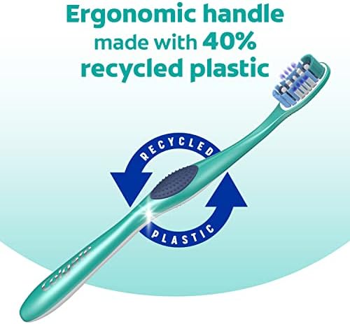 Colgate 360 Whole Mouth Toothbrush, Adult Soft Toothbrush With Tapered Bristles, Features Tongue Cleaner and Ergonomic Handle, Helps Whiten Teeth and Removes Bacteria, 4 Pack