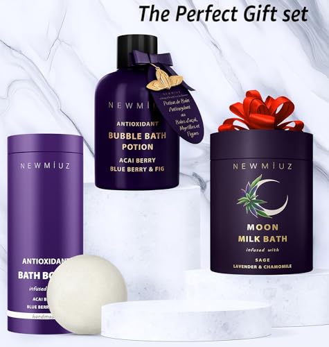 Cleansing Sage Moon Milk Bath Soak - Lavender Chamomile - Moisturize & Soften Skin Spiritual Stress Relief Gifts for Women Destress Luxury Spa Bath Salt Powder Birthday Perfect Stocking Stuffers