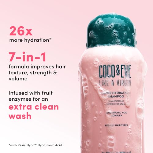 Coco & Eve Like A Virgin Super Hydrating Shampoo - Natural, Sulfate free Hair Care with Argan Oil, Coconut and Avocado Oil. For Dry Damaged, Color Treated Hair.