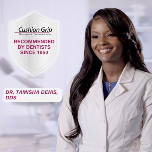 Cushion Grip Thermoplastic Denture Adhesive, 0.35 oz Travel Size (Pack of 3) | Refits and Tightens Loose Dentures On The Go | Non-Glue Adhesive, Acts Like a Soft Reliner