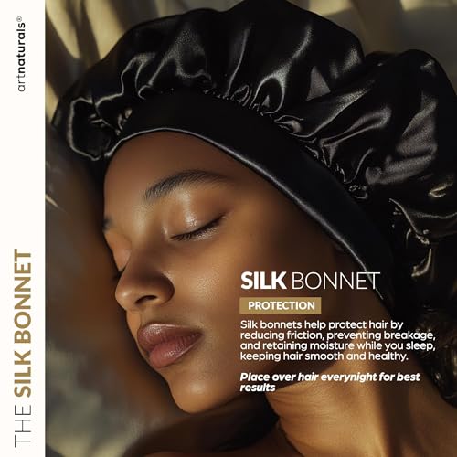 Hair Mask + Silk Bonnet for Sleeping Women Set - Deep Conditioner & Leave-In Conditioner for Dry, Damaged Hair - Argan Oil, Jojoba, Aloe & Keratin - Satin Bonnet for Sleeping, Repair & Hydrate (8 oz)