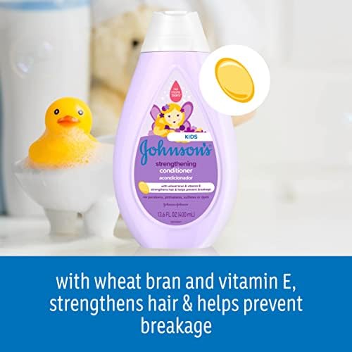 Johnson's Strengthening Tear-Free Kids' Conditioner with Vitamin E Strengthens & Helps Prevent Breakage, Paraben-, Sulfate- & Dye-Free, Hypoallergenic & Gentle on Toddler Hair, 13.6 fl. oz