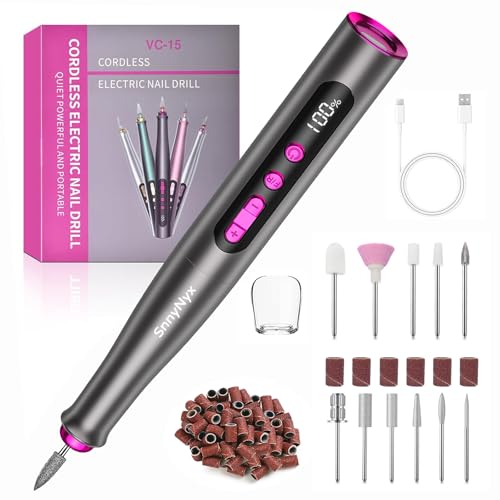 Cordless Electric Nail Drill Professional, Acrylic Nail Kit for Nail Polish Remover, Electric Nail File Buffer Grinder, Portable Rechargeable Nail Filer Electric Manicure and Pedicure kit