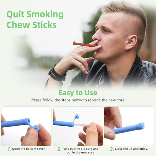 Chewable Essential Oil Breath Stick, Chewable Breather Quit, Portable Chewable Breather Sticks with Essential Oils, 6 Pack Health Chews Chewable Breather, Quit Smoking Chew Sticks(6 Pcs)