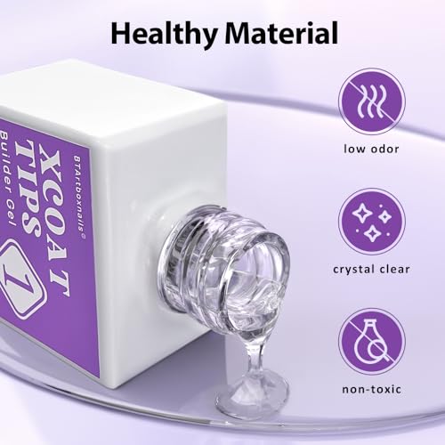 BTArtboxnails Nail Tips Builder Gel - Long Lasting 15ml Builder Gel with Portable Nail Lamp for French XCOATTIPS, 30+Days French Protection Duo Nail Extension Tool for Nail Art