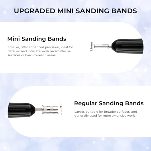 Lavinda Nail Drill Bits 80#120#180#240# Small Sanding Bands for Nail Drill 4 Color Electric File Nail Sanders with 3/32" Mandrel Bit for Manicure & Pedicure 80 Piece (Multicolor)