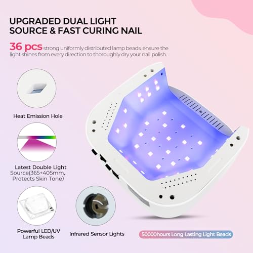 Lavinda UV Light for Nails, 54W LED Nail Lamp for Acrylic Gel Polish Nail with Large LCD Display, Professional UV Nail Light Fast Curing Lamp Nail Dryer with 4 Timers for Women Girl Mom