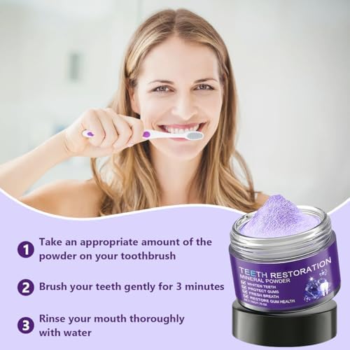 2PCS Teeth Restoration Mineral Powder,Mineral Tooth Powder,Teeth Whitening Mineral Powder, Effective in Strengthening Teeth and Gums, Dental Restoration Mineral Powder, Fresh Breath for Daily Use 50g