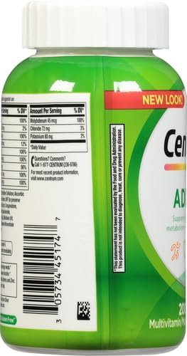 Centrum Adult Multivitamin/Multimineral Supplement with Antioxidants, Zinc, Vitamin D3 and B Vitamins, Gluten Free, Non-GMO Ingredients - 200 Count (Pack of 2)