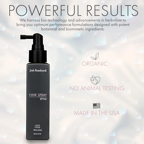 Josh Rosebrook Hair Spray Firm hold Hair Spray to control any hair style while encouraging strong hair growth. - 120mL - 4oz