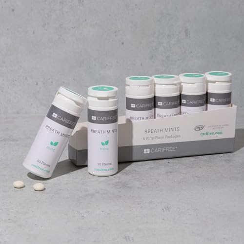 CariFree Breath Mints, Hydroxyapatite and Xylitol, Sugar-Free, pH Elevating, Delicious & Refreshing, Convenient On-The-Go, Travel Size, 6 Tubes Per Box (50 ct. each)