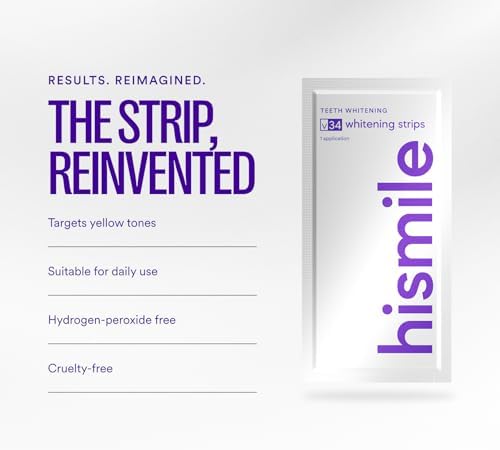Hismile V34 Whitening Strips, Teeth Whitening Strips, Purple Tooth Whitening, Tooth Stain Treatment, Combining Whitening and Colour Correction