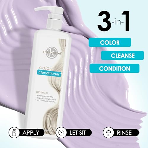 Keracolor Color + Clenditioner 3-in-1 Color-Depositing Conditioner, Gentle Cleansing Conditioner Infusing Semi-Permanent Hair Color, 9 Shades, 33.8 Fl Oz