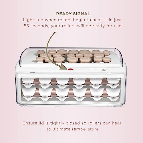 INFINITIPRO BY CONAIR Ceramic Flocked - Hot Rollers for Long, Medium, and All Hair - Hair Curler - Hair Roller Clips Included - 1 1/4-inch, 1-inch, and 3/4-inch Rollers