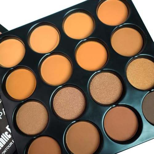 Concealer Contouring Palette, 16 Colors Medium to Dark Color Corrector Combination Cosmetics Powder Palette with Brush, Cover Dark Circles, Bruises, Age Spots, Blemish, Vegan & Cruelty Free