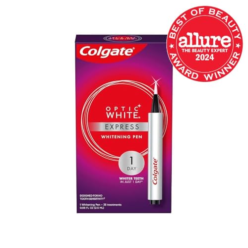 Colgate Optic White Express Teeth Whitening Pen with 35 Treatments, Enamel Safe, Designed for No Tooth Sensitivity, 0.08 oz