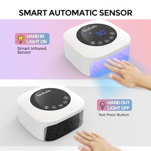 Lavinda UV Light for Nails, 54W LED Nail Lamp for Acrylic Gel Polish Nail with Large LCD Display, Professional UV Nail Light Fast Curing Lamp Nail Dryer with 4 Timers for Women Girl Mom
