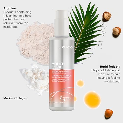 Joico YouthLock Blowout Crème Formulated With Collagen | Youthful Body & Bounce | Strengthen & Protect | Reduce Breakage & Frizz | Soften & Detangle Hair | Boost Shine | Sulfate Free | With Arginine