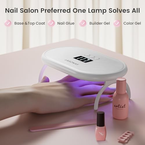 LASONAS UV LED Nail Lamp for Gel Polish 24W UV Light 3 Timer Setting Fast Drying Curing Mini Portable Cure Lamp for Gel Stickers and Strips Home Nail Care Salon
