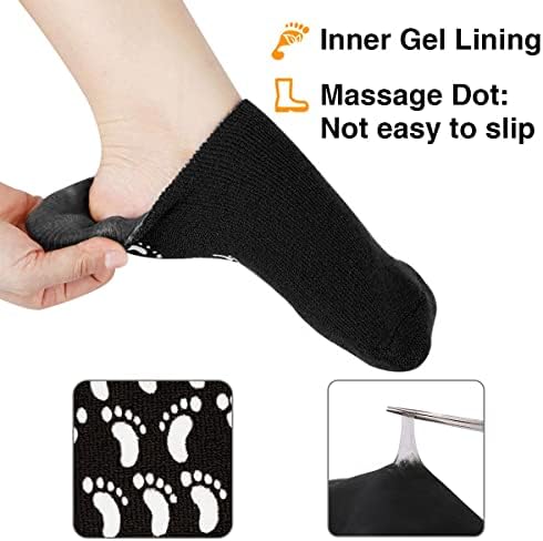 Codream Large Men's Moisturizing Gel Socks Men's Feet Care Ultimate Treatment for Dry Cracked Rough Skin on Feet Pack of 2 Pairs Black US Men 10-15
