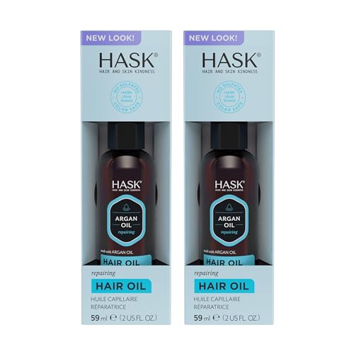 HASK ARGAN Repairing Hair Oil for shine and frizz control for all hair types, color safe, gluten free, sulfate free, paraben free - 2 Hair Oils