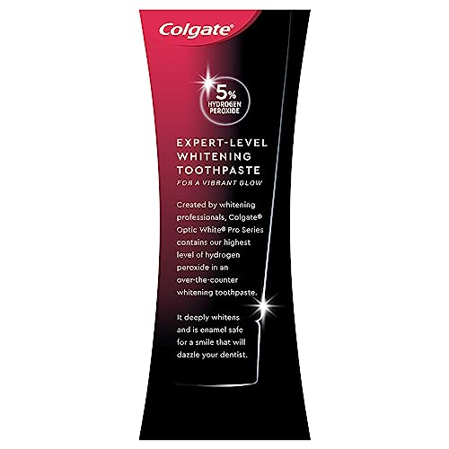 Colgate Optic White Pro Series Whitening Toothpaste with 5% Hydrogen Peroxide, Enamel Strength, 3 oz Tube
