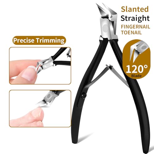 Ingrown Toenail Removal Kit, 6PCS Stainless Steel Toe Nail Kit, Straight Edge Oblique and Curved Slanted Nail Clippers Cutters for Ingrown Nails, Professional Pedicure Tool at Home