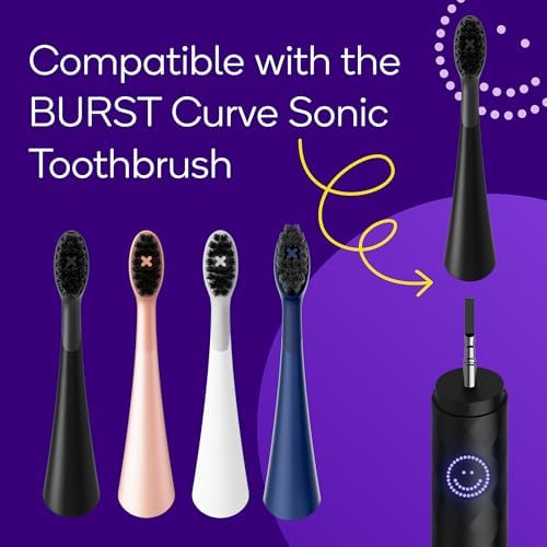 BURST Replacement Heads for Curve Sonic Electric Toothbrush (3 Pack/Black)