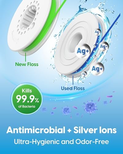 C1S Reusable Flosser Set, Auto-Restringing Flosser with Replaceable Floss Capsule, Multi-Hygiene, Portable Travel Floss, Recyclable Zero Waste, Super Mint (Abyss Black)