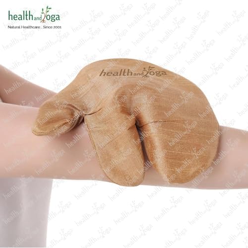 HealthAndYoga™ Silk Garshana Ayurvedic Massage Gloves - Electro Static Lymph Circulation Boost - 100% Natural Dry Skin Brushing and Exfoliation and Excess Fat Treatment - Mitt Style 1 Pair
