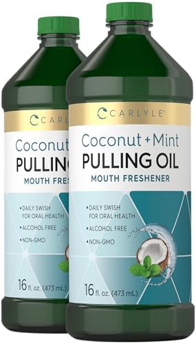 Carlyle Pulling Oil for Teeth & Gums | 16 Fl Oz Pack of 2 | Coconut and Mint | Alcohol Free & Non-GMO