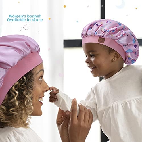 Hat Hut Kids Satin Bonnet Sleep Cap for Curly Hair - Adjustable Silk Hair Cap for Baby & Toddler