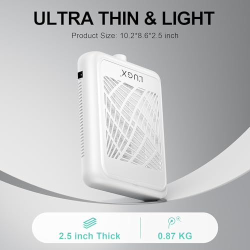 L'UGX Rechargeable Nail Dust Collector with 2 Reusable Filter, Professional Nail Vacuum Dust Collector Nail Tech Fan Extractor Powerful Suction Machine, Perfect for Home Salon Use