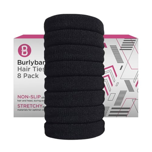 Large Hair Ties for Thick, Heavy or Curly Hair - Non-Slip, Non-Damage, Seamless Women's Ponytail Scrunchies - Black, 8 Pcs