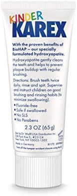 Kinder Karex Hydroxyapatite Kids Toddler Toothpaste I Fluoride Free I Clinically Tested I 2.3 oz (Pack of 3)