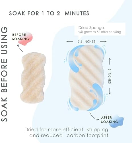 Konjac Body Sponge (2 Pack) | 100% Natural & Microplastic Free | Non-Toxic | Biodegradable | Eco-Friendly | Plastic Free Packaging