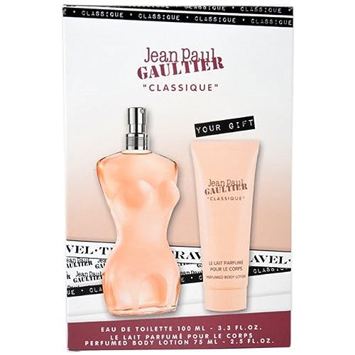 Jean Paul Gaultier Classique Gift Set for Women (3.3oz Eau De Toilette Spray and 2.5oz Perfumed Body Lotion)