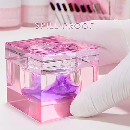 KIARA SKY Professional Nails Spill-Proof Dappen Dish with Lid for Holding Acrylic Liquid Monomer - Pink