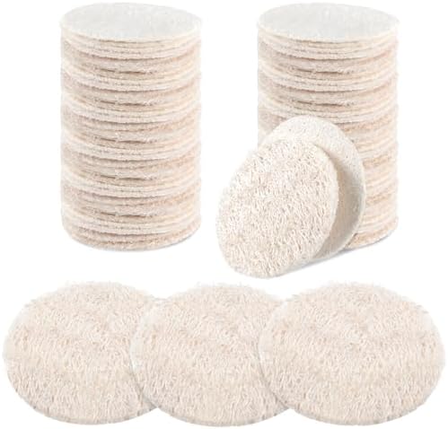 Bokon 50 Pcs Loofah Exfoliating Face Pads Sponge Body Face Scrubber Remove Dead Skin Facial Loofah Pad Bulk for Bath Shower Spa Skin Cleaning Women Men(Round,2.36")